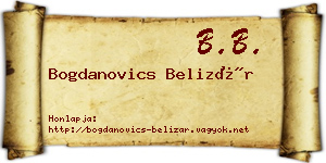 Bogdanovics Belizár névjegykártya